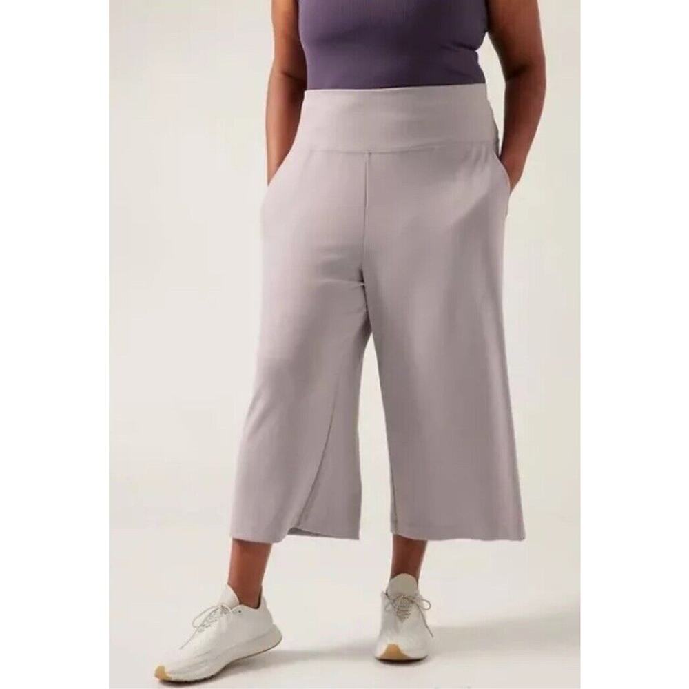 Athleta Seasoft Wide Crop Pant Tinsel Purple Grey Plus Sz 3X NWT $99 Lounge Soft